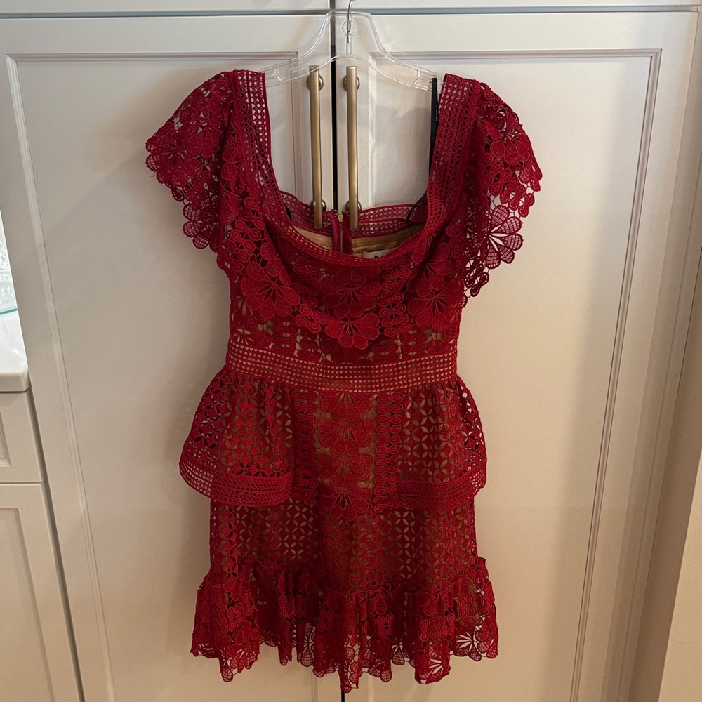 Self-Portrait Scarlet Lace Dress